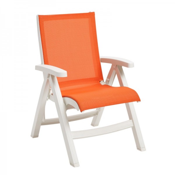 Restaurant Hospitality Poolside Furniture Belize Midback Folding Sling Chair - White Frame